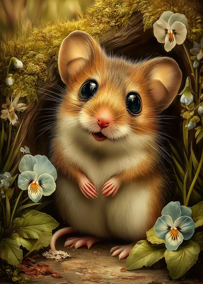 Cute Mouse in a Floral Setting
