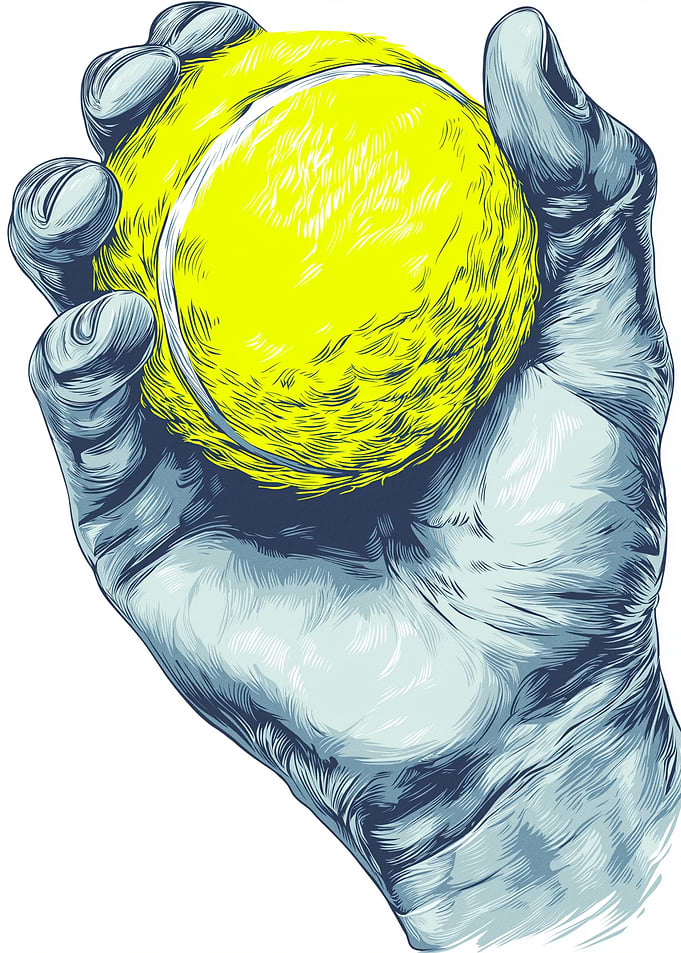 Hand Holding Tennis Ball Illustration