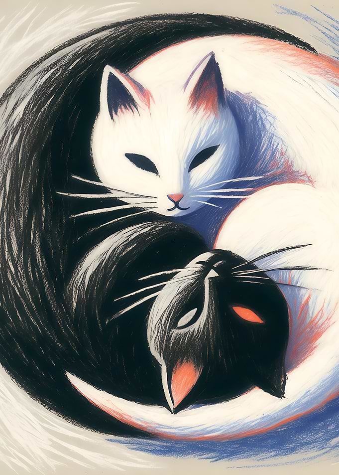 Yin Yang Cats Art