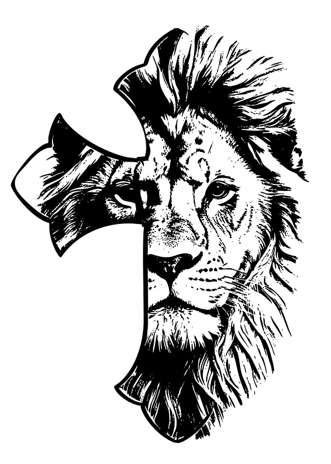 Lion and Cross Black and White