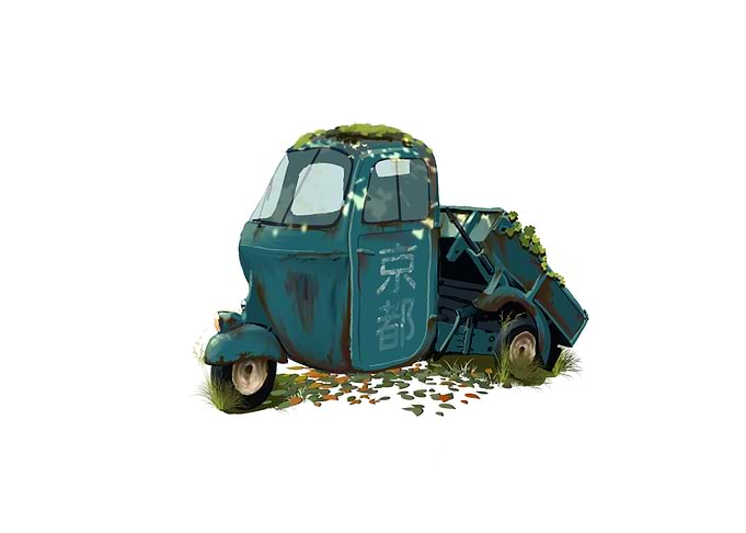 Overgrown Kyoto Vehicle Illustration