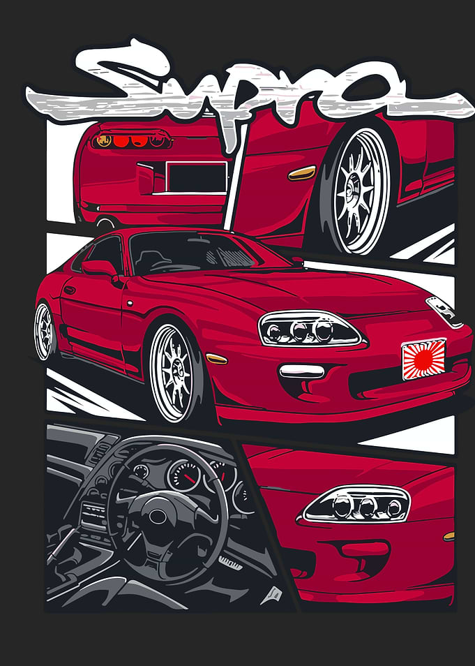 Red Toyota Supra Car Illustration