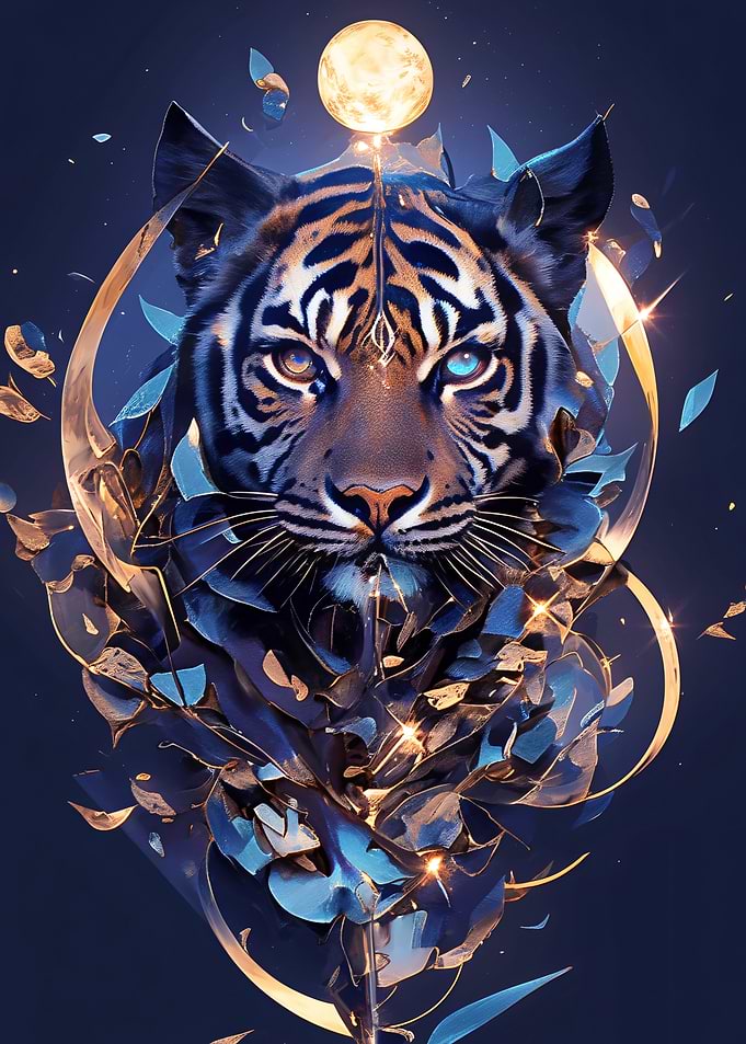 Abstract Tiger with Moon