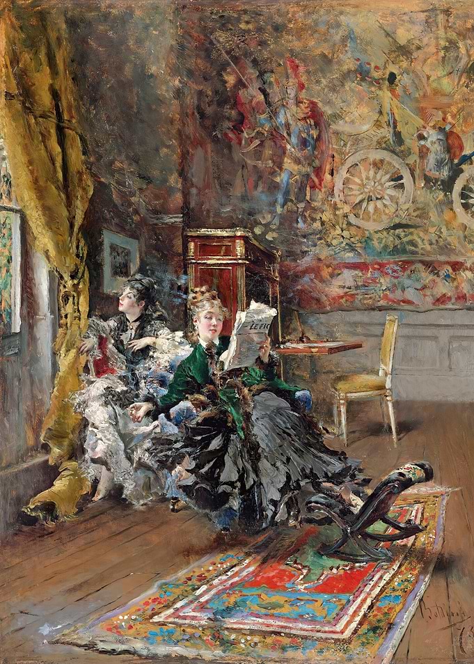 Elegant Ladies in an Ornate Room