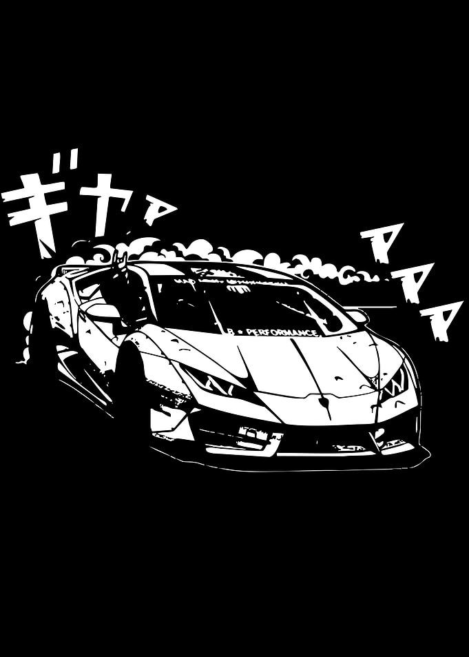 White Lamborghini on Black Background