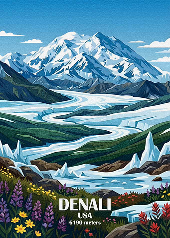 Denali National Park Travel Poster