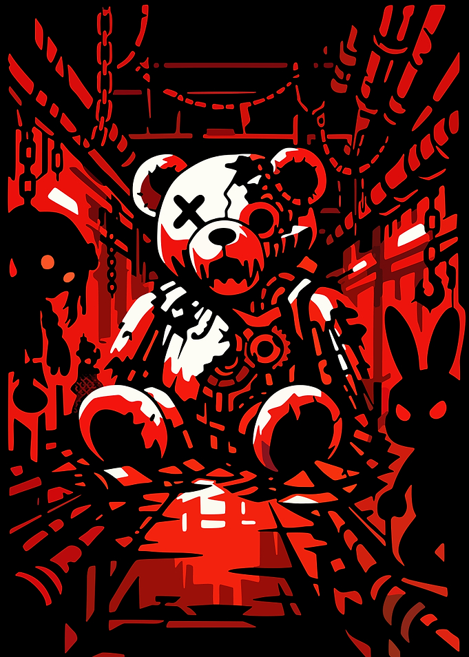 Creepy Teddy Bear in Dark Room