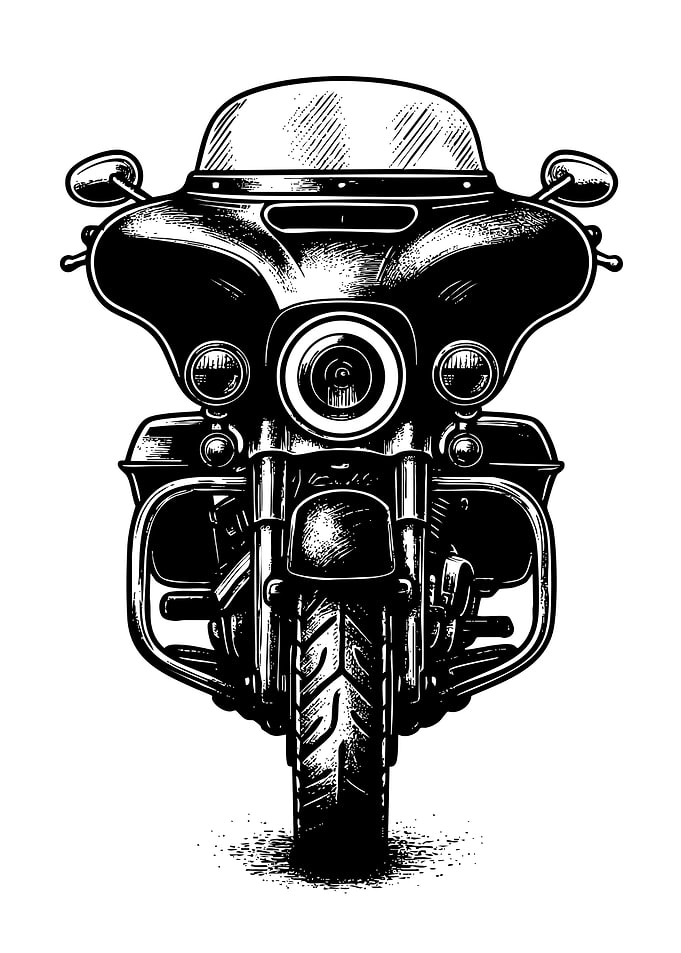 Black and White Motorcycle Illustration