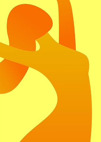 Radiant Joy: Minimalist Yellow Abstract Woman Silhouette