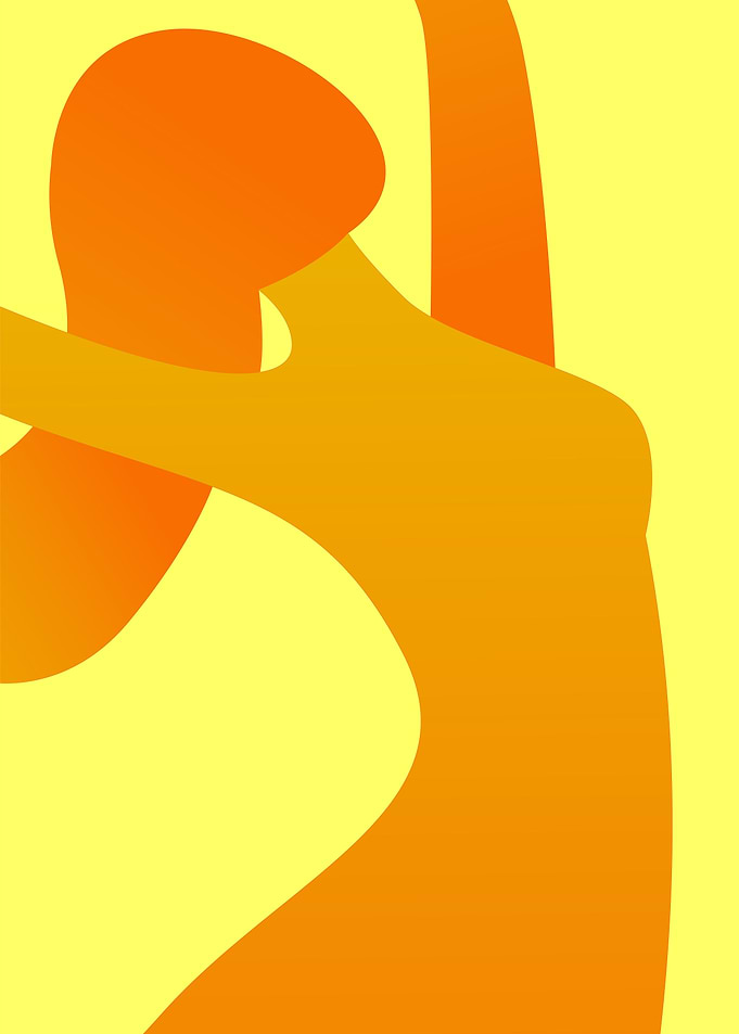 Radiant Joy: Minimalist Yellow Abstract Woman Silhouette