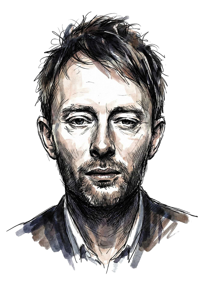 Thom Yorke Portrait Watercolor Illustration