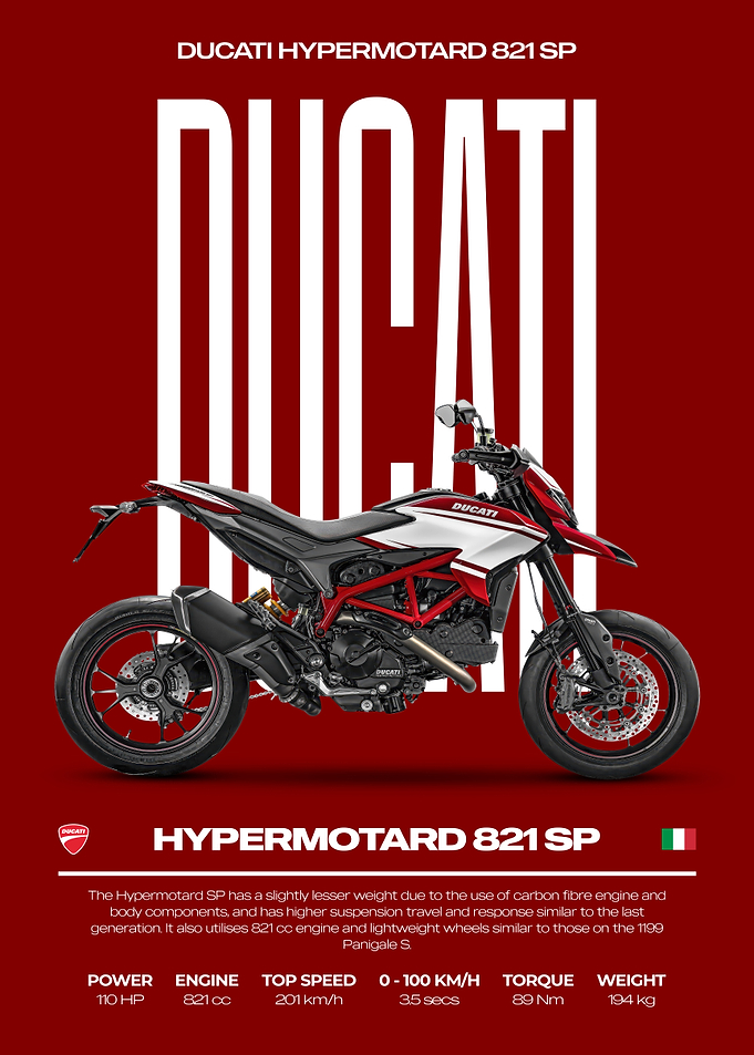 Ducati Hypermotard 821 SP Motorcycle Poster
