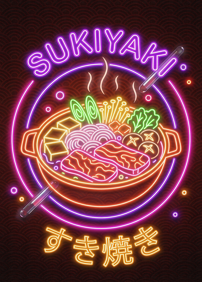 Sukiyaki Neon Sign Illustration