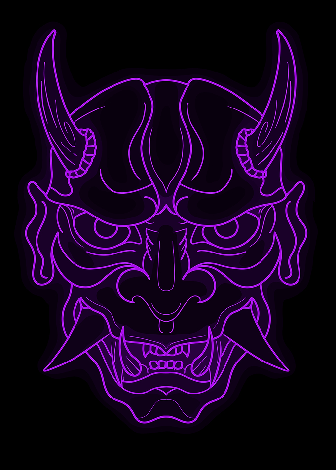 Neon Purple Oni Mask Illustration