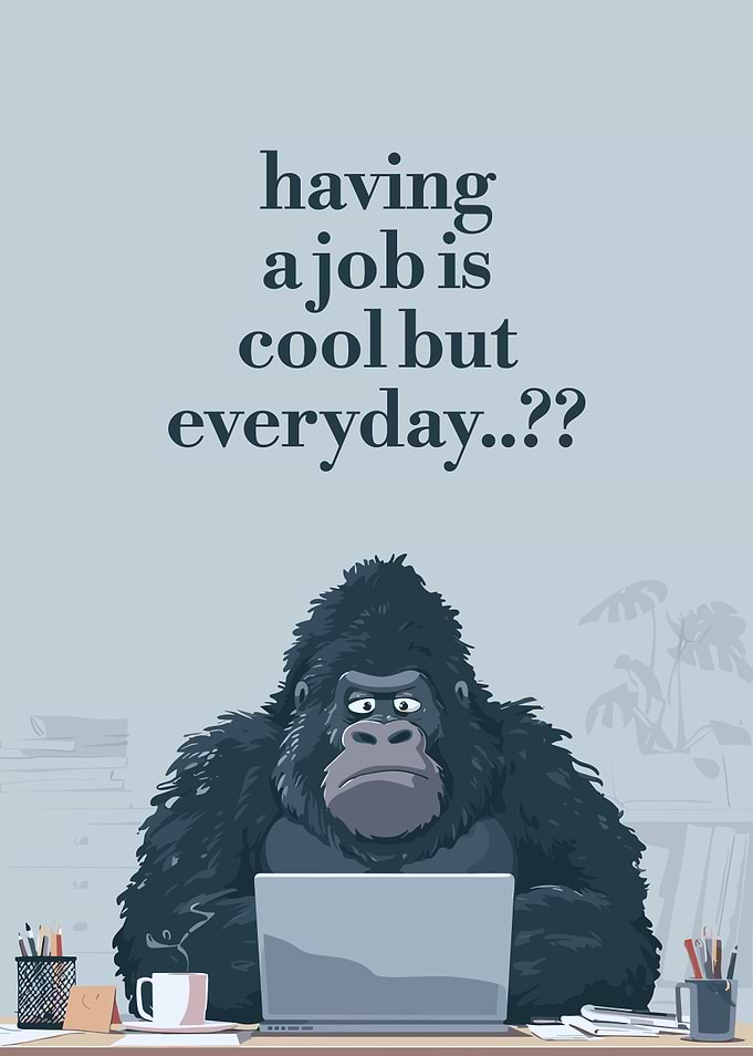 Gorilla at Desk with Laptop