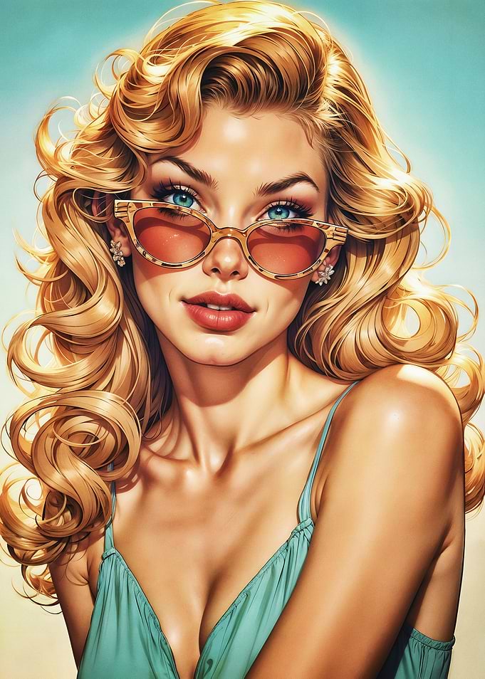 Blonde Woman with Sunglasses Portrait