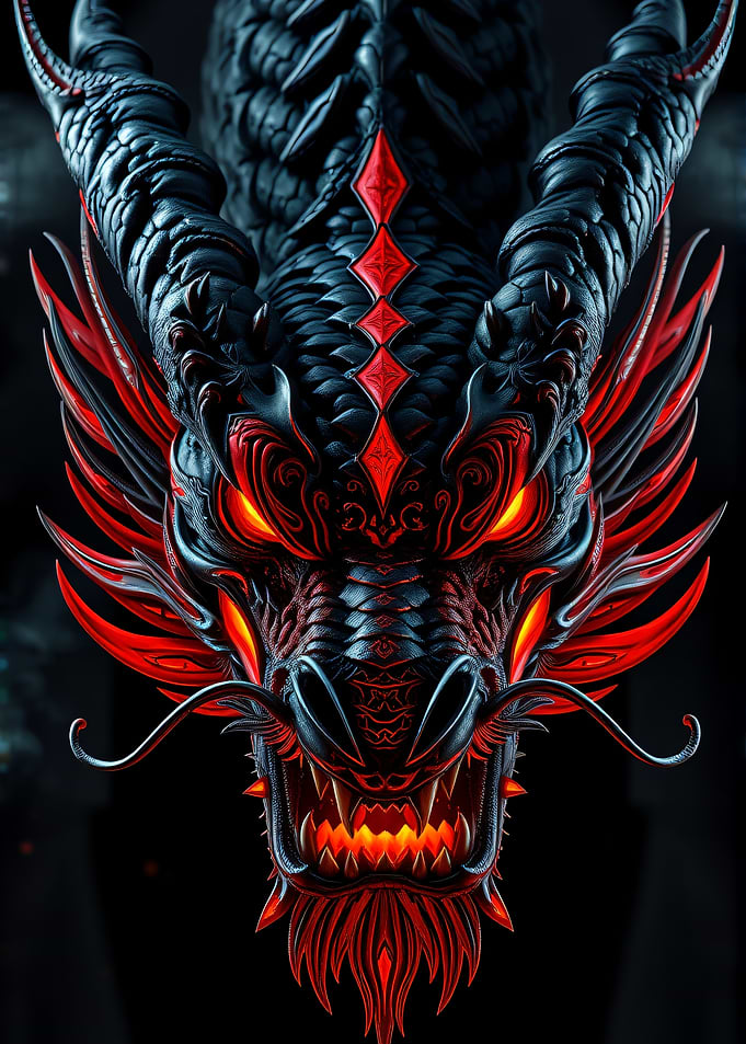 Detailed Dragon Head with Red Accents