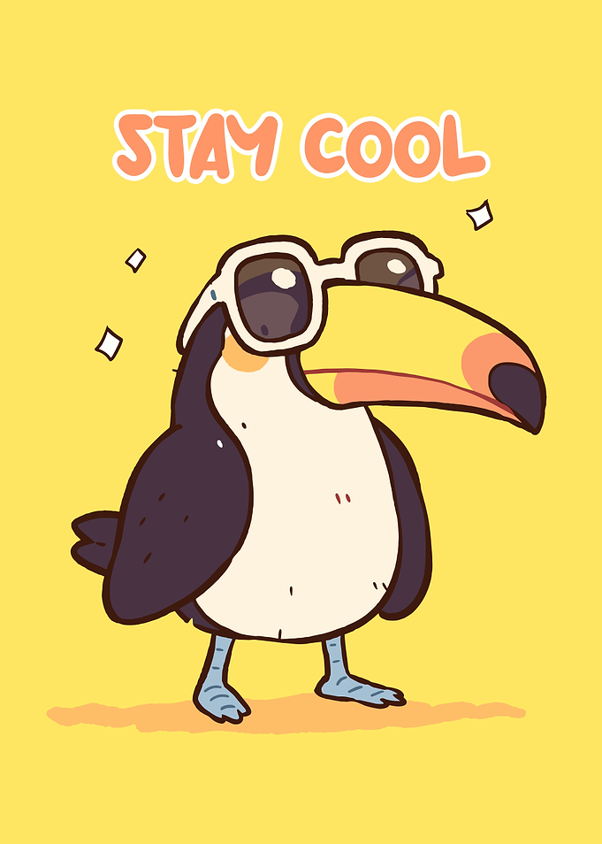 Cool Toucan with Sunglasses Cartoon