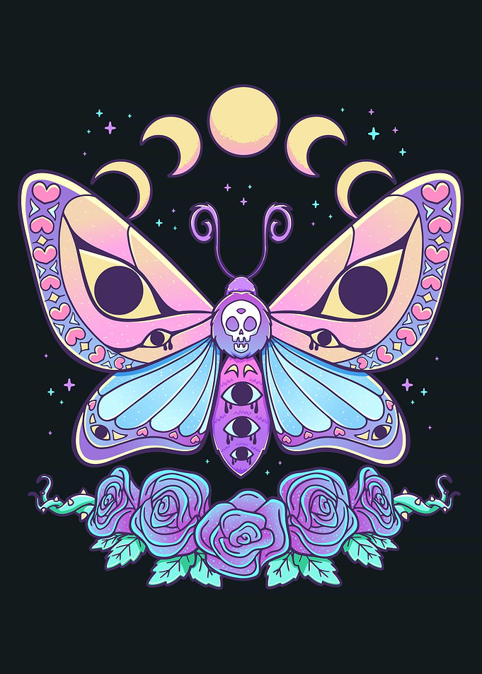 Pastel Gothic Butterfly with Roses