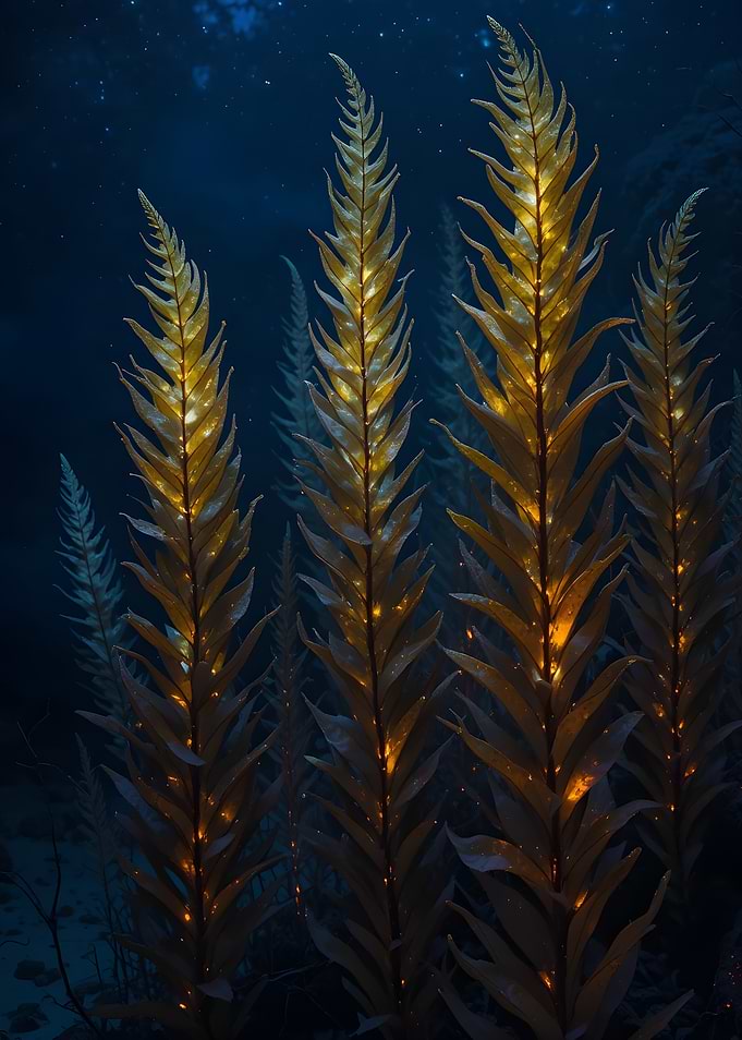 Underwater Kelp Forest in Deep Blue