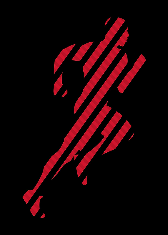 Red Striped Runner Silhouette on Black