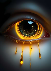 Golden Eye with Dripping Liquid