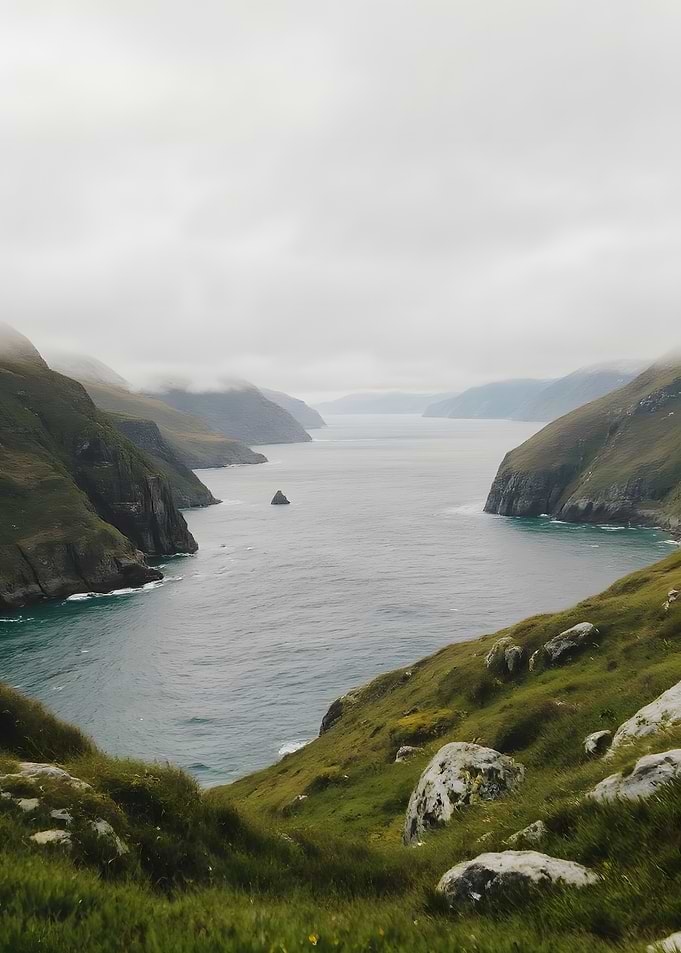 Coastal Cliffs and Misty Waters
