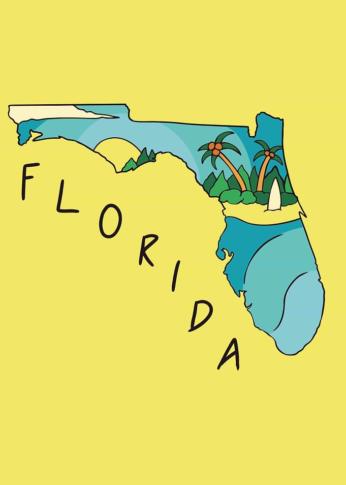 Florida State Map Illustration
