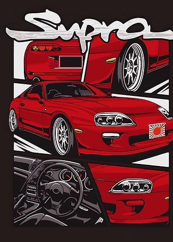 Red Supra Car Illustration