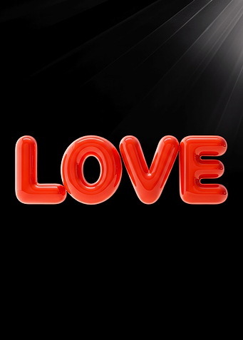 Red Love Text on Black Background