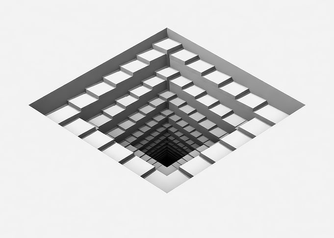 Abstract Geometric Staircase to Darkness