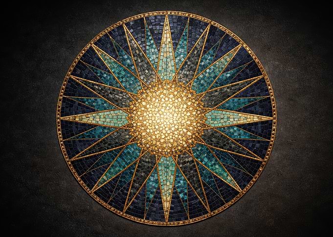 Mosaic Starburst on Dark Background