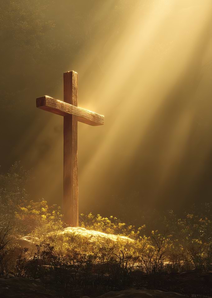 Wooden Cross in Golden Light