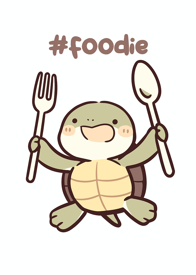 Cute Turtle Foodie Cartoon Illustration
