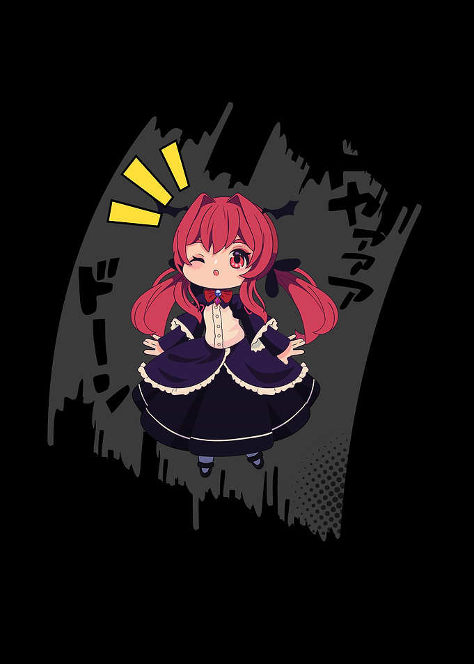 Anime Girl with Red Hair and Wink