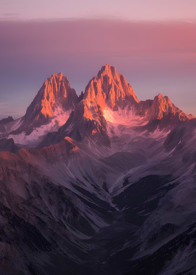 Mountain Peaks at Sunset