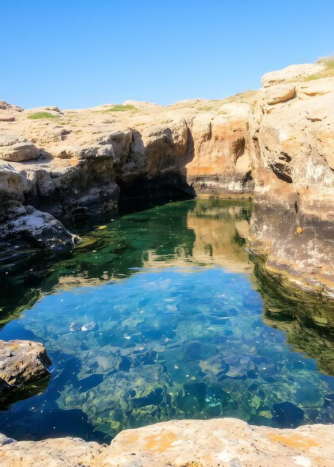 Clear Water Between Rocky Cliffs