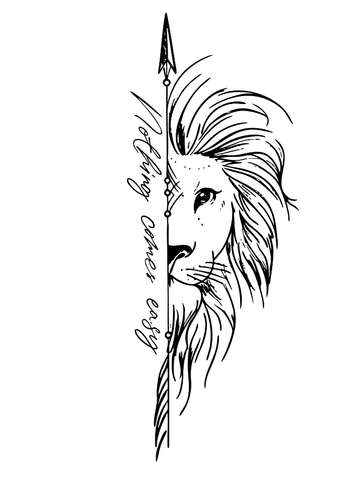 Lion and Arrow Line Art