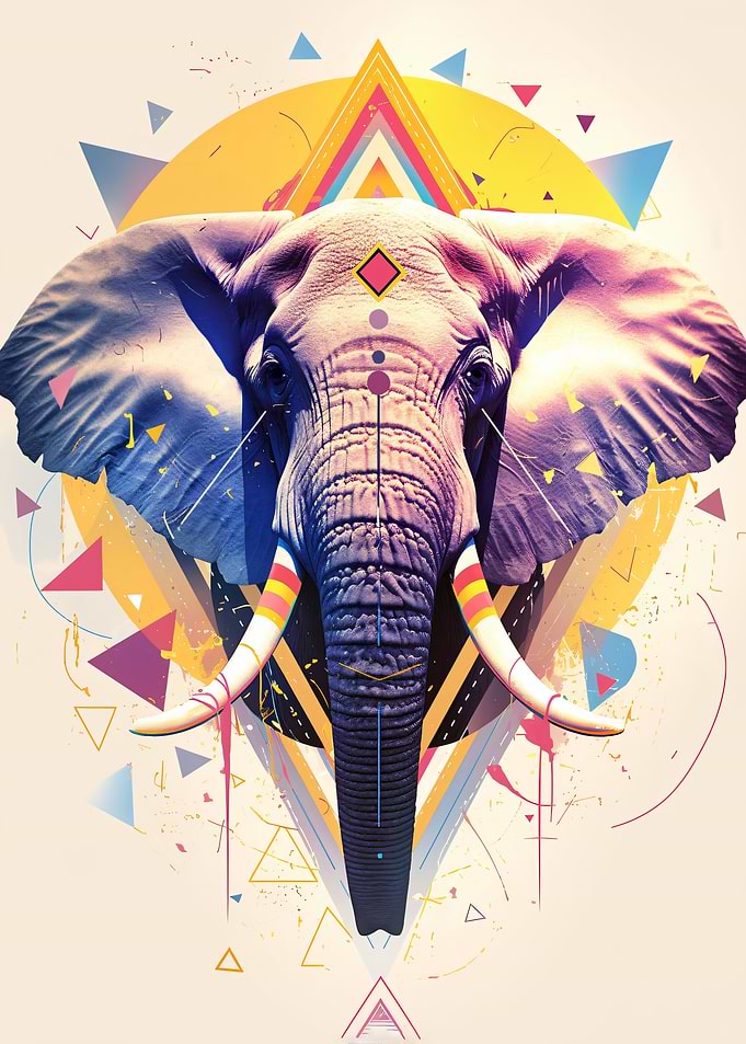 Geometric Elephant Art