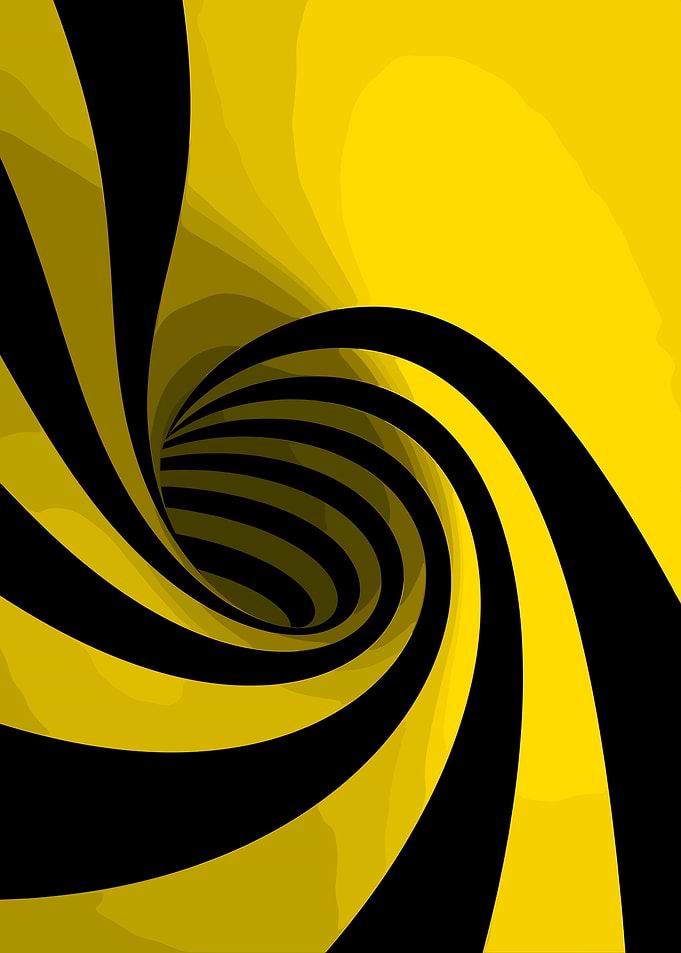 Abstract Black and Yellow Swirl