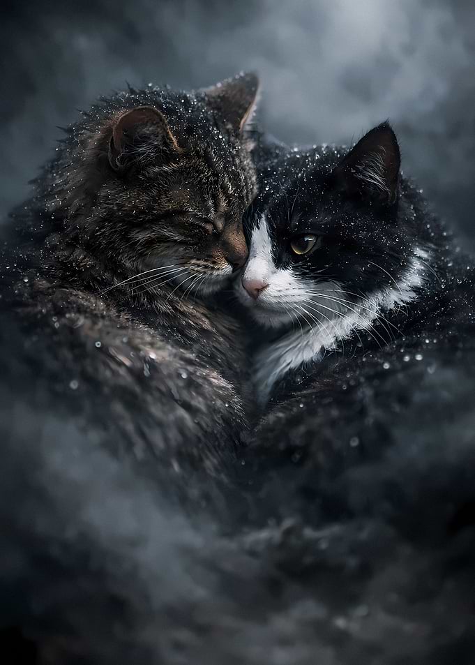 Cats Couple - Luxury Animal Wall Art - Romantic Gift Decor