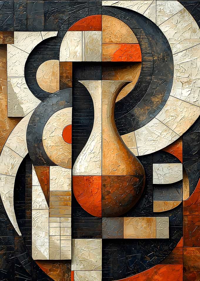 Abstract Vase Art with Geometric Shapes