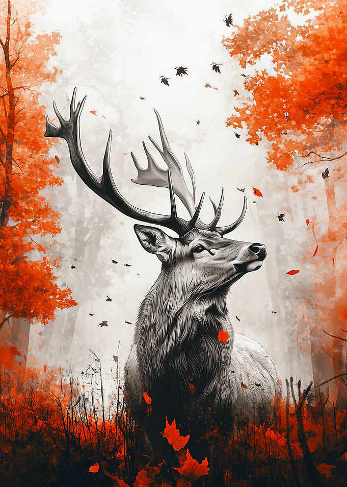 Majestic Deer in Autumn Forest