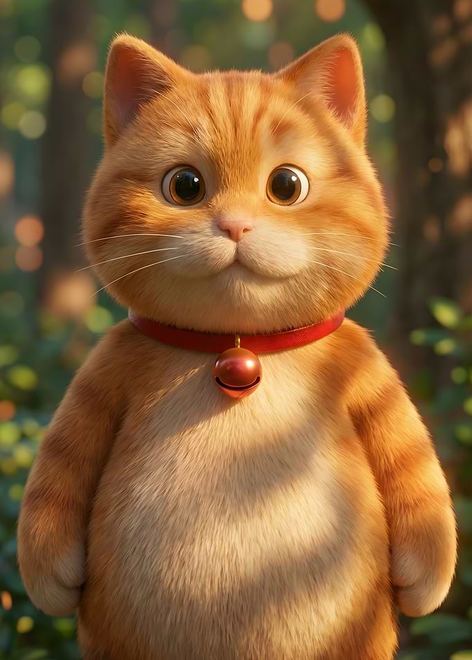 Cute Orange Cat with Bell Collar