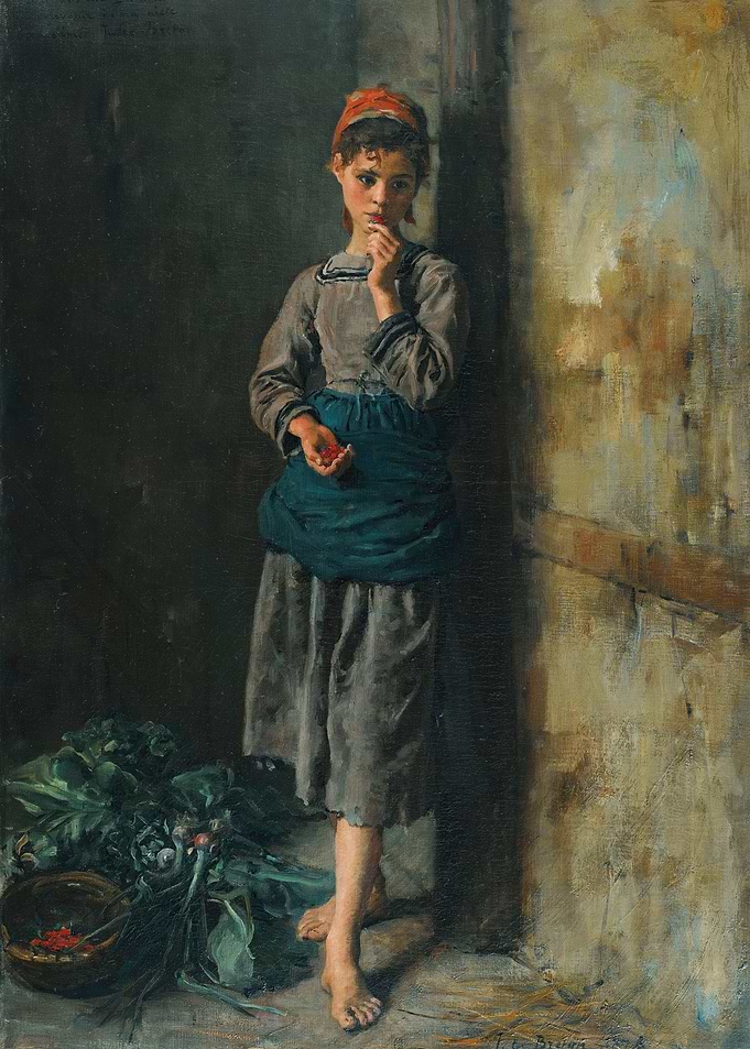Young Girl with Radishes Painting