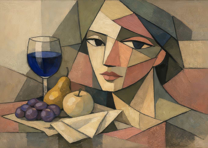 Abstract Still Life with Woman and Fruit