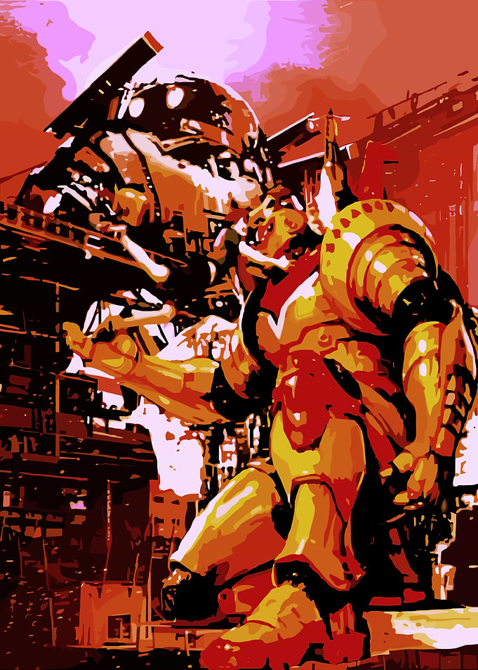 Giant Robot in Cityscape