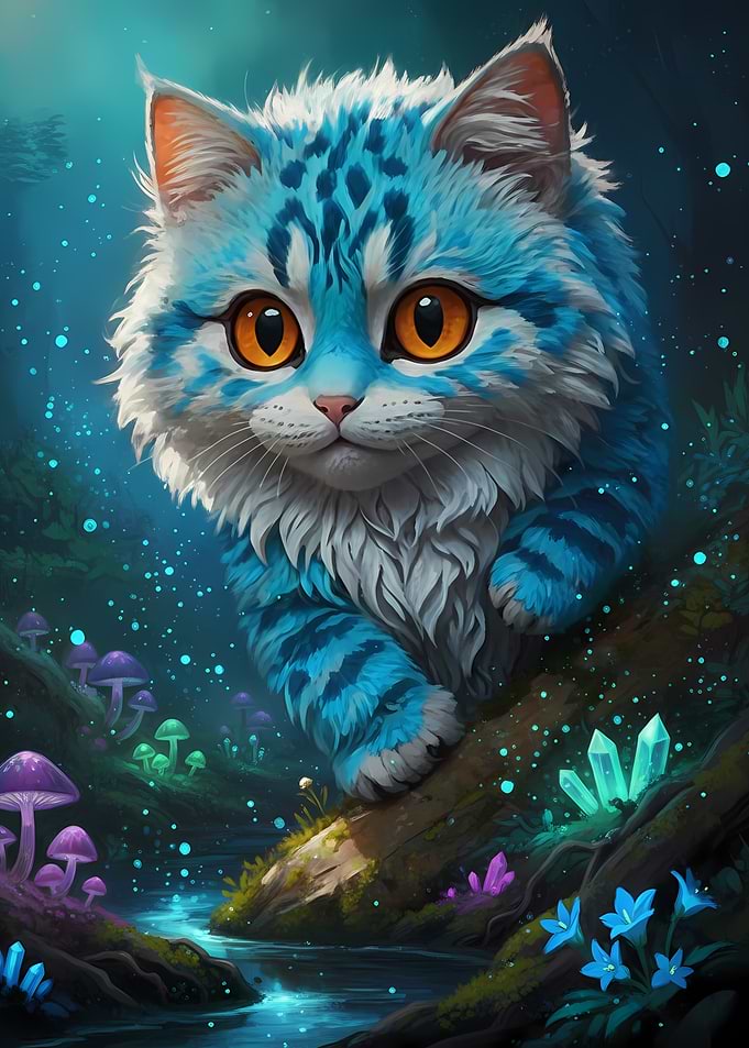 Blue Cat in Enchanted Forest