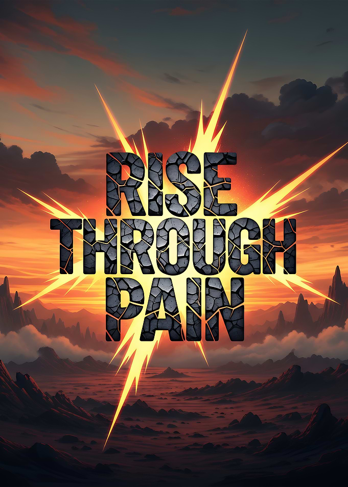 Rise Through Pain: Motivational Landscape Art
