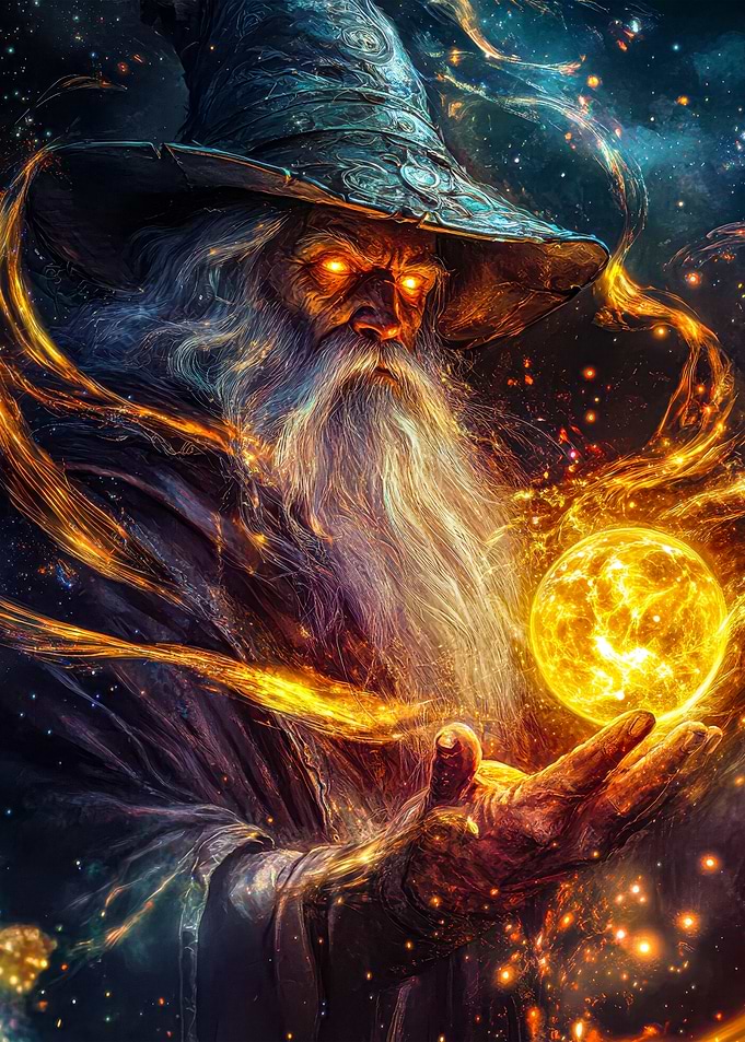 Wizard Holding Orb of Light